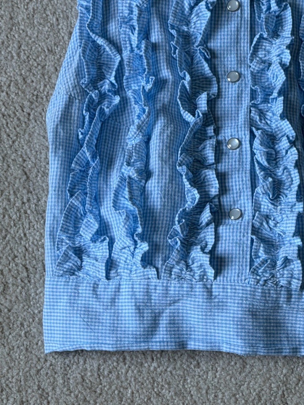 Love The Label Light Blue gingham Ruffle Halter Backless Top 39906 - Picture 4 of 16